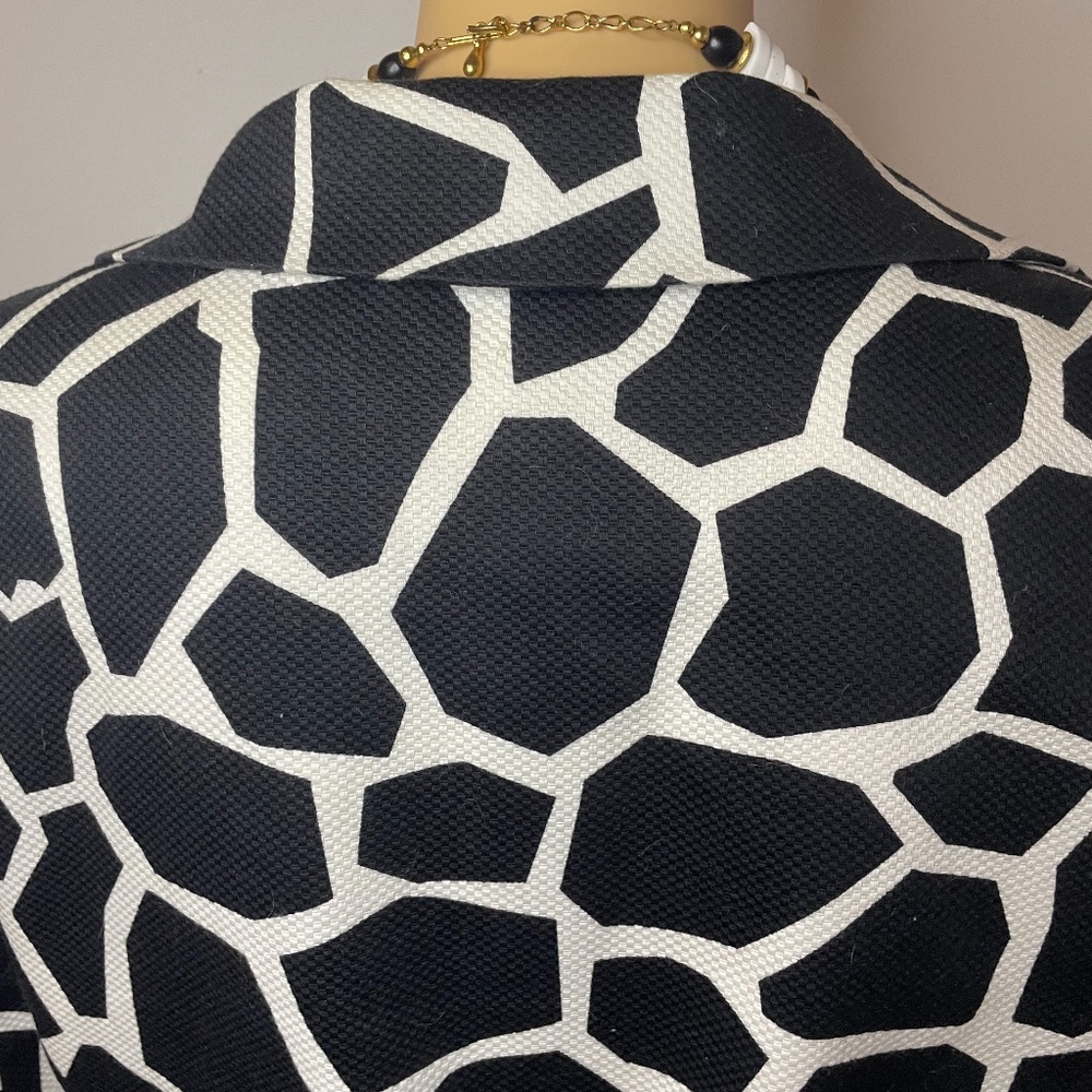 Vintage black white mod graphic belt sixties coat! - Picture 10 of 13
